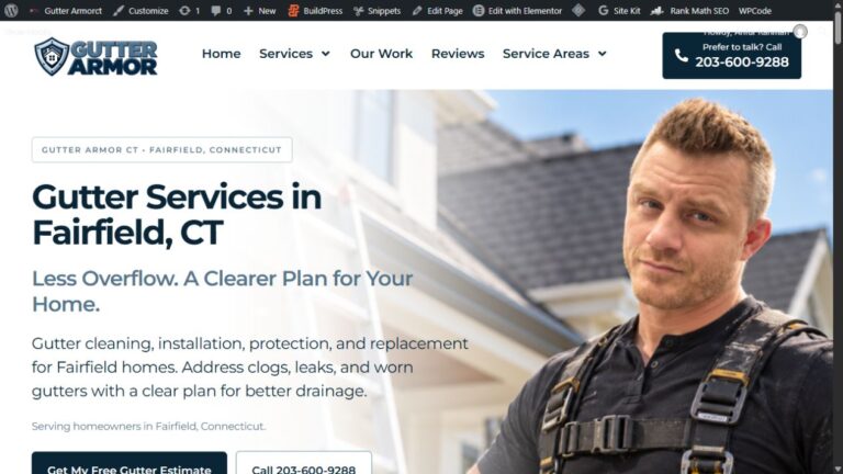 Preview of Gutter Armor CT Fairfield gutter services page