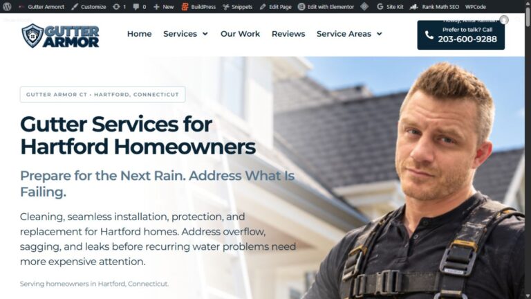 Preview of Gutter Armor CT Hartford gutter services page