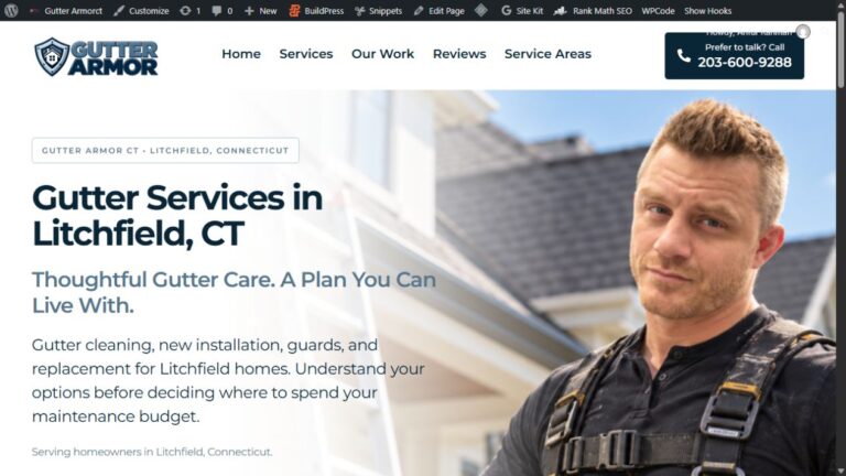 Preview of Gutter Armor CT Litchfield gutter services page