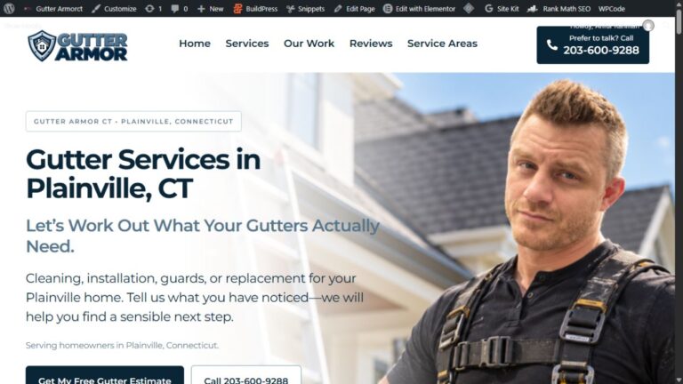 Preview of Gutter Armor CT Plainville gutter services page