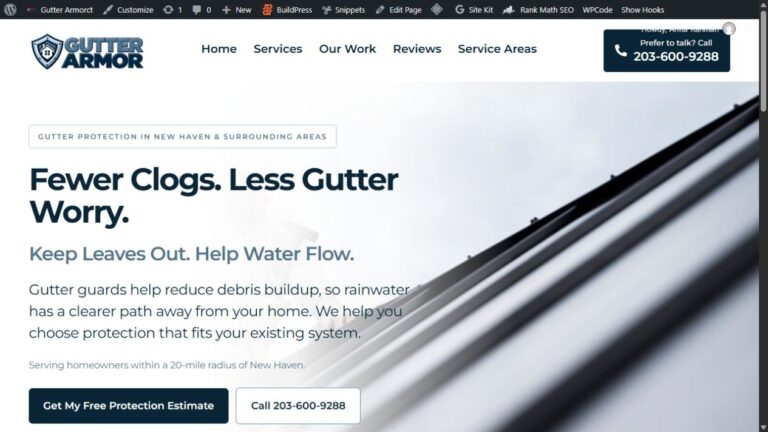 Preview of Gutter Armor CT gutter protection service page